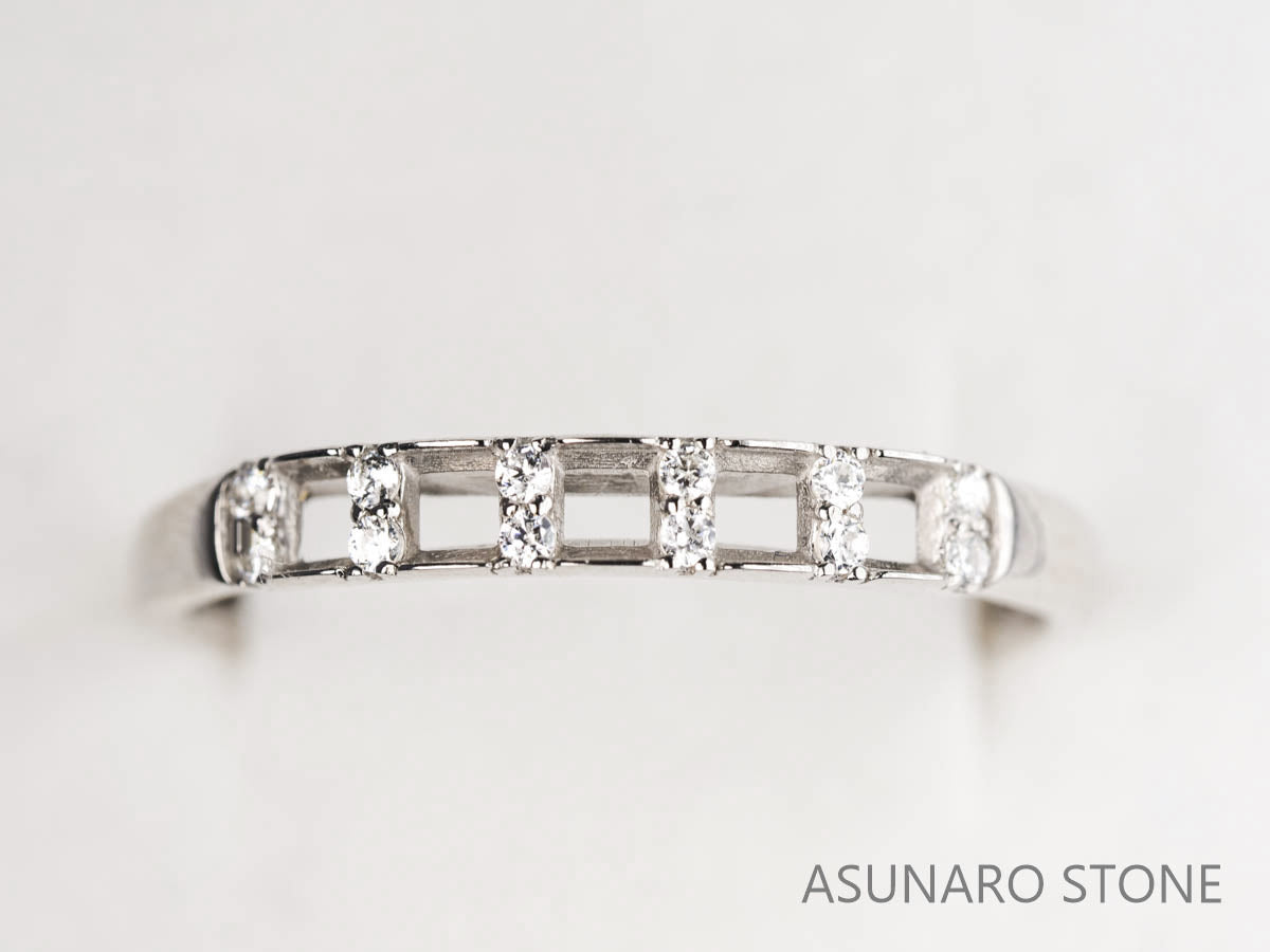 【お仕立て用】空枠番号：3014C　プリンセスカット2mm用　リング枠　ハーフエタニティ【オーダージュエリー用】hpv