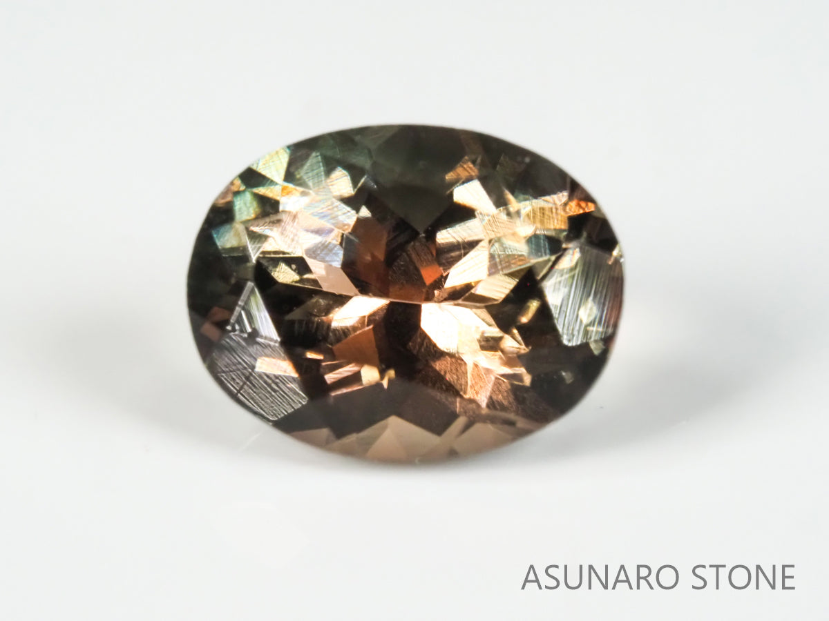 バイカラーオレゴンサンストーン オーバルカット アメリカ産 1.38ct【os2105287】