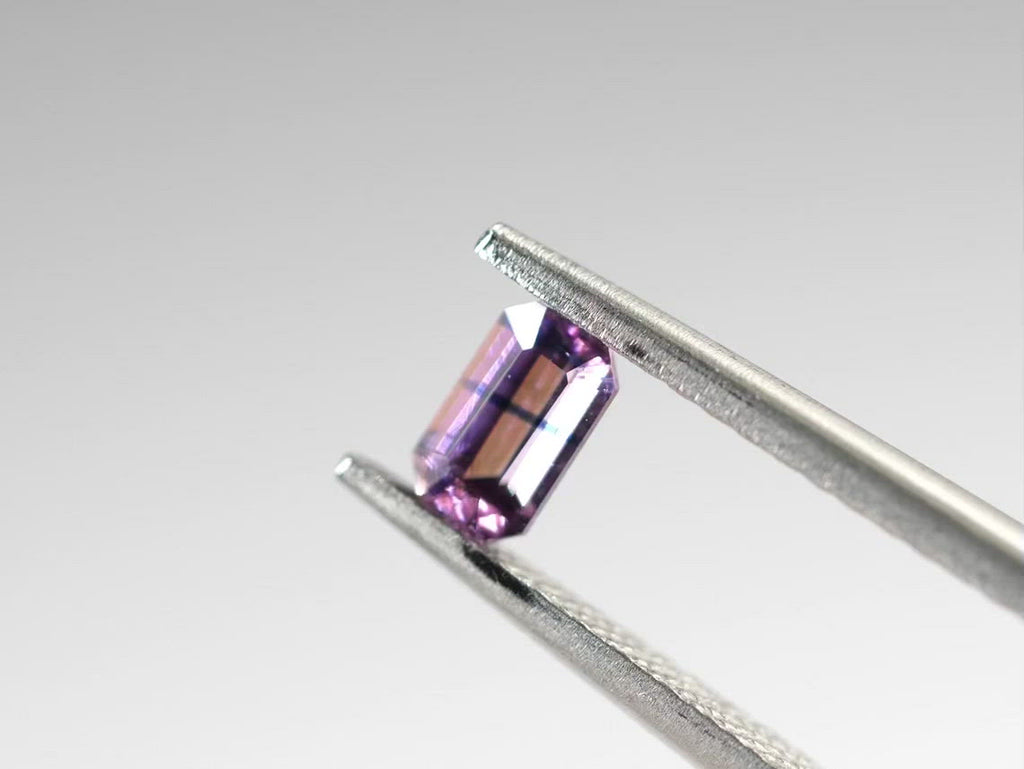 バイカラーサファイア エメラルドカット スリランカ産0.42ct【bs210703-425】